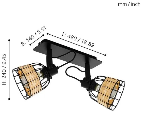 Eglo 43325 - Luce Spot ANWICK 1 2xE27/40W/230V