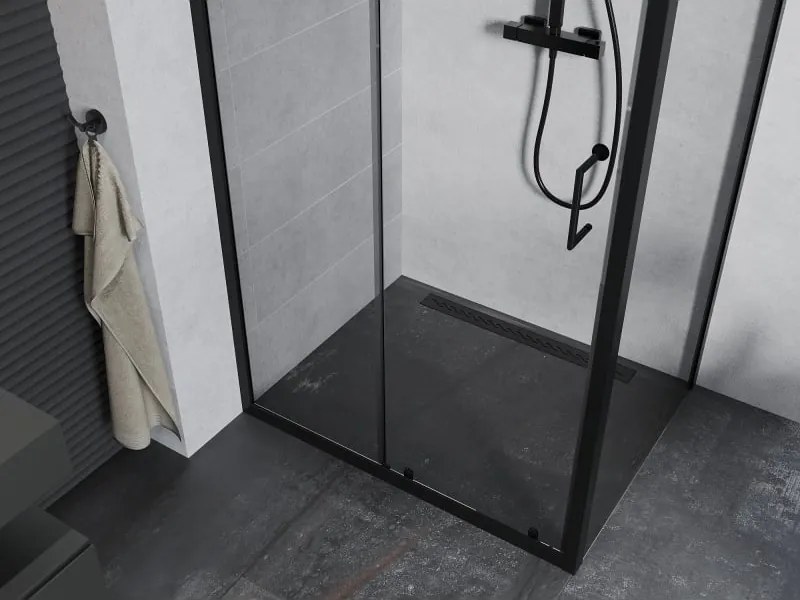 Mexen Apia cabina doccia scorrevole 100 x 90 cm, trasparente, nera - 840-100-090-70-00