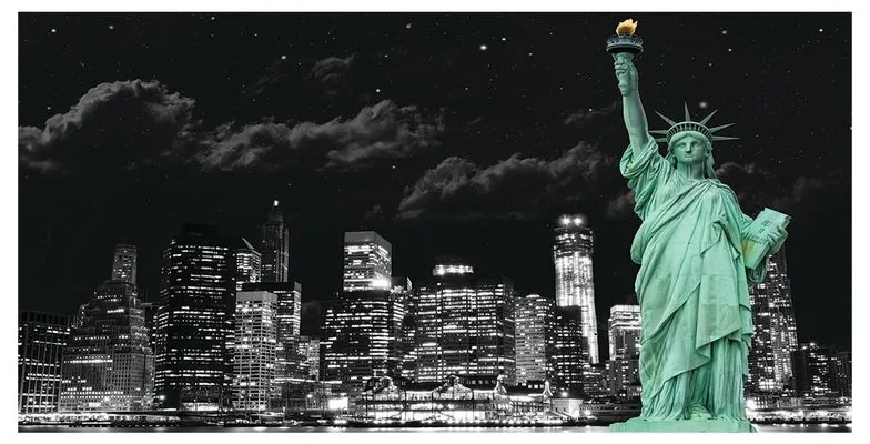 Stampa su tela Statue of Liberty dark sky, multicolore 120 x 60 cm