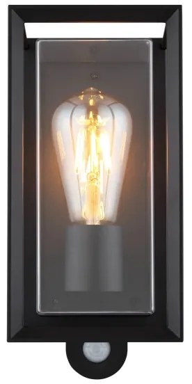Globo 31982SS -Applique da esterno con sensore LOGANA 1xE27/60W/230V IP44 nero