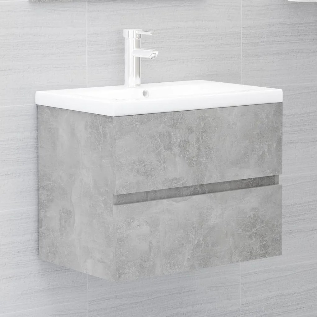Mobile Lavabo Grigio Cemento 60x38,5x45 Cm İn Legno Multistrato /