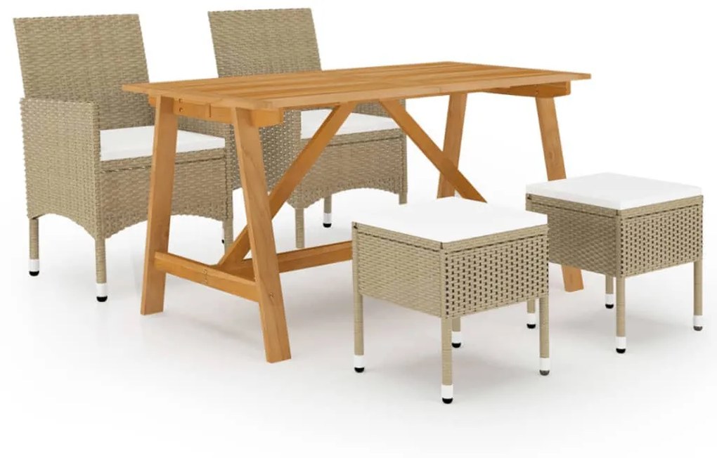 Set mobili da pranzo per giardino 5 pz beige