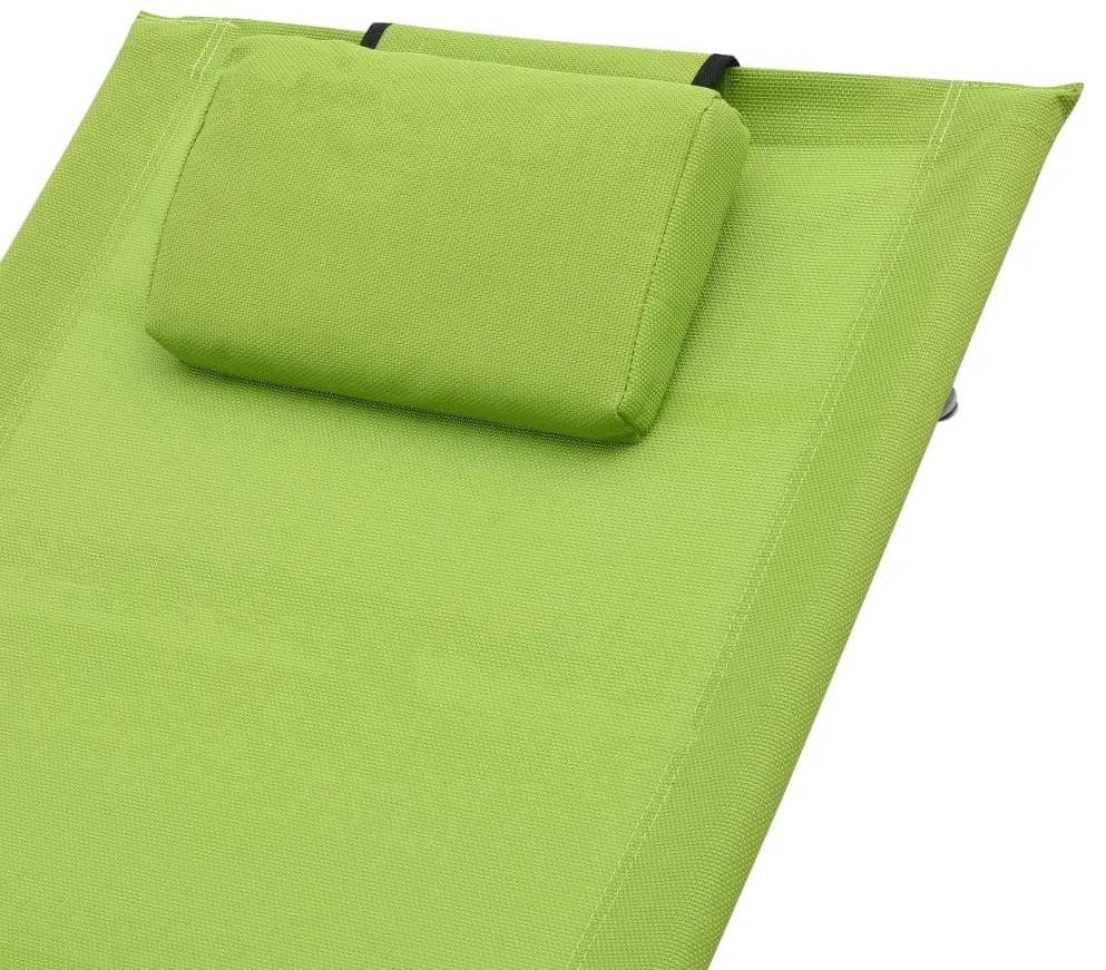 Lettino Prendisole con Cuscino Verde in Textilene
