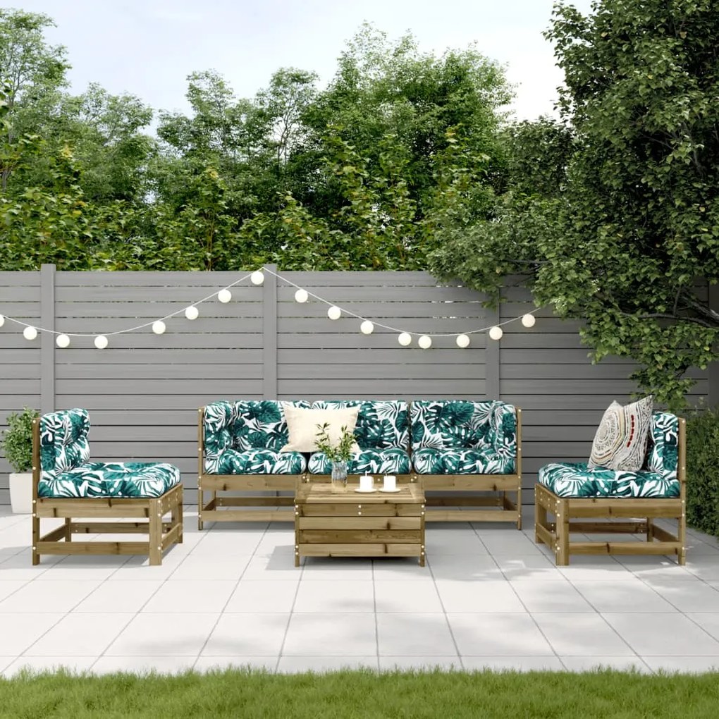Set divani da giardino 6pz con cuscini legno impregnato di pino