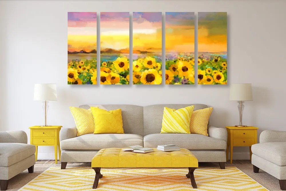 Quadri 5 pezzi – Campo di girasoli