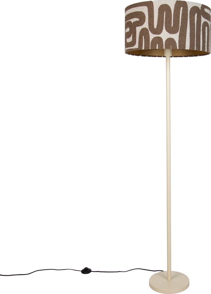 Lampada da terra Japandi Beige con paralume a righe marroni e beige 50cm - Simplo
