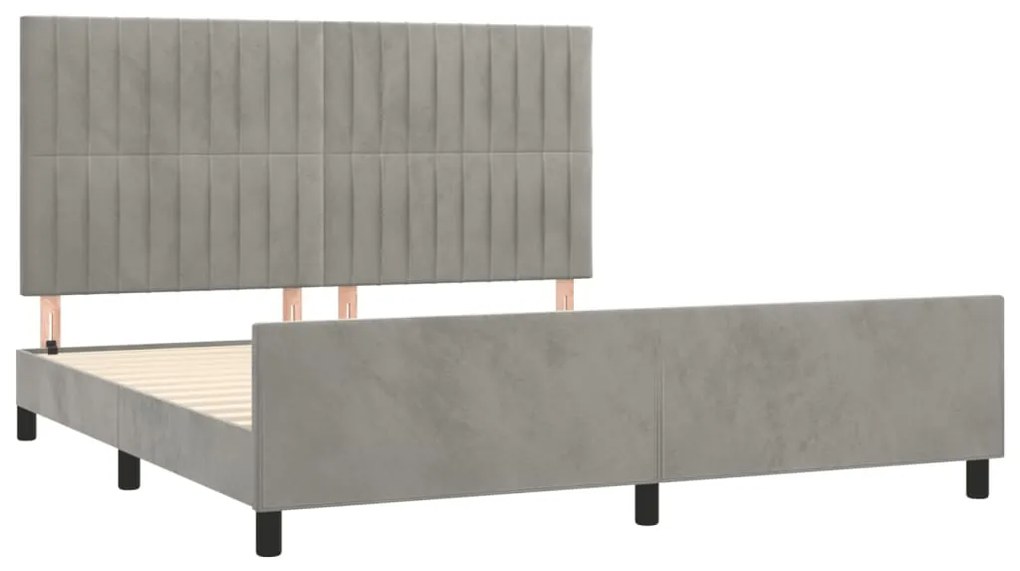 Giroletto con testiera grigio chiaro 180x200 cm in velluto