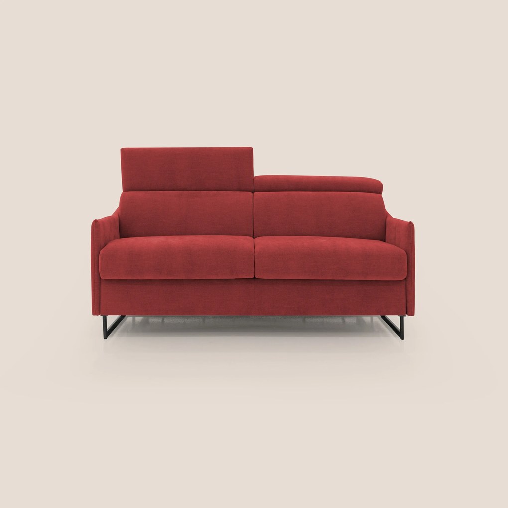 Loto divano letto salvaspazio materasso H18 cm con piedi alti in morbido tessuto impermeabile T14 rosso