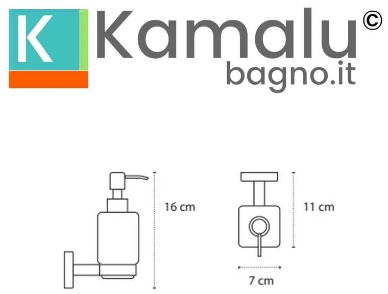 Kamalu - dispenser di sapone in acciaio inox satinato e vetro opaco | clode-s