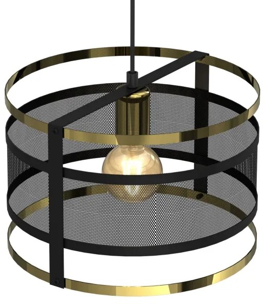 Lampadario su corda RIM 1xE27/60W/230V nero/oro