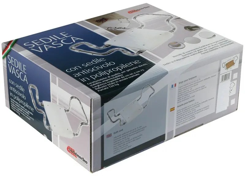 Sedile per vasca bianco con piano regolabile in polipropilene portata 120 kg