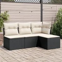 Set Divani da Giardino 4 pz con Cuscini Nero in Polyrattancod mxl 87613