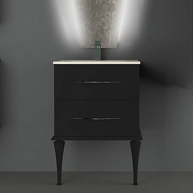 Mobile sottolavabo e lavabo Tiffany per vasca centrale grigio grafite L 60 x P 46 cm 2 cassetti