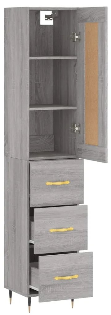 Credenza Grigio Sonoma 34,5x34x180 cm in Legno Multistrato