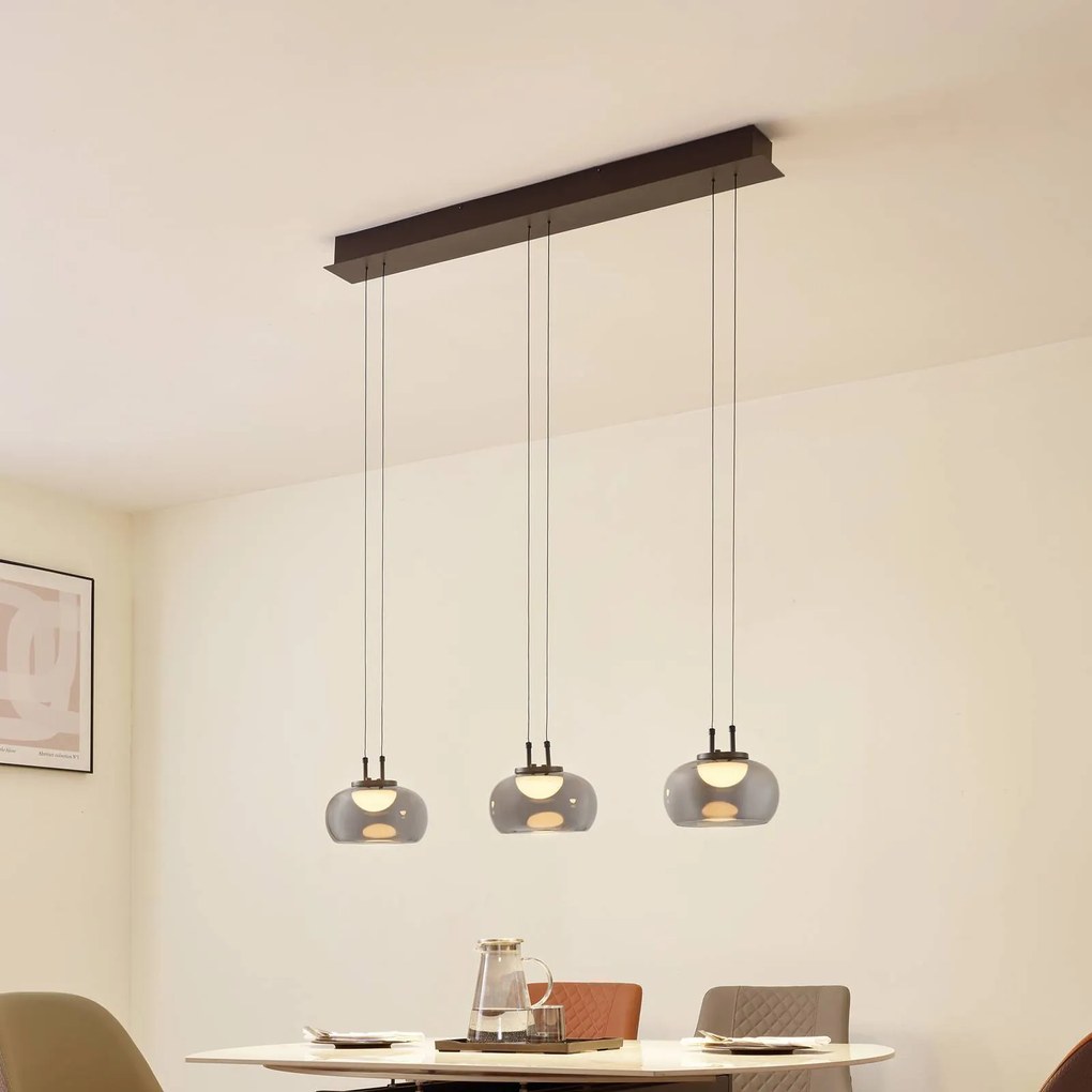Lampada a sospensione in vetro Dain Lucande, Alluminio / Grigio / Zincato, Soggiorno / Sala da pranzo, Vetro, Moderno, Lampada a sospensione
