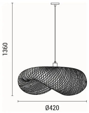 Lampadario a sospensione con filo 1xE27/40W/230V bambù
