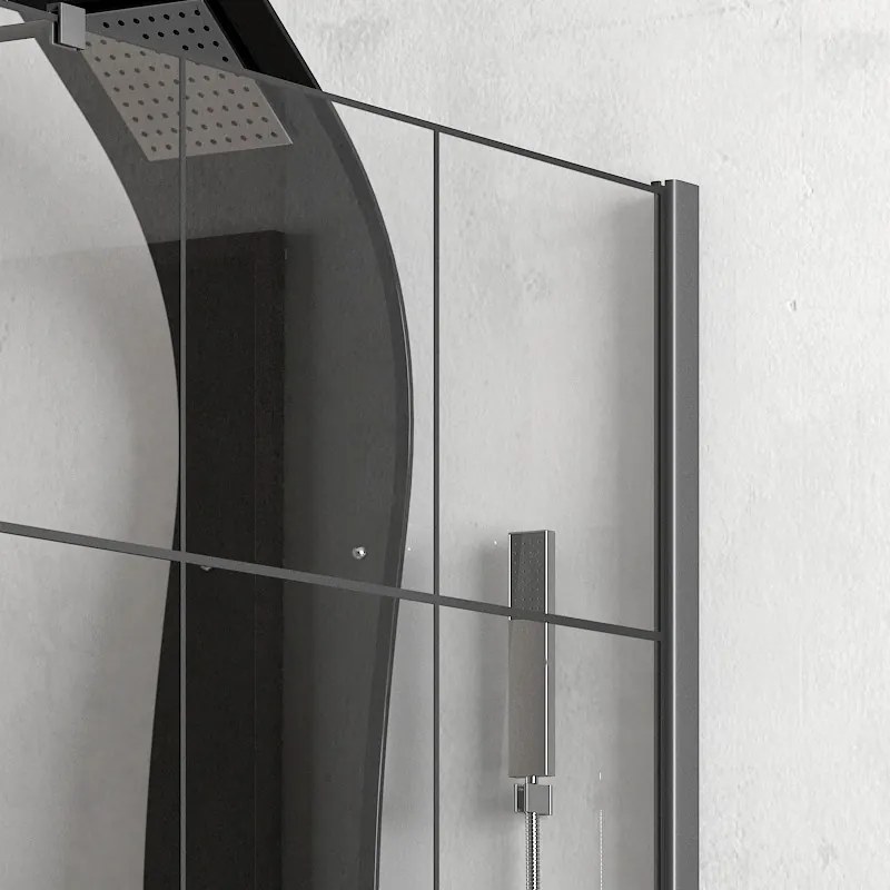 Box doccia 90x80 con telaio nero e porta apertura totale 80cm NICO-3500 - KAMALU