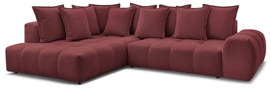 Divano angolare burgundy allungabile e con contenitore (penisola a sinistra/a L) con rivestimento in ciniglia Everest – Bobochic Paris