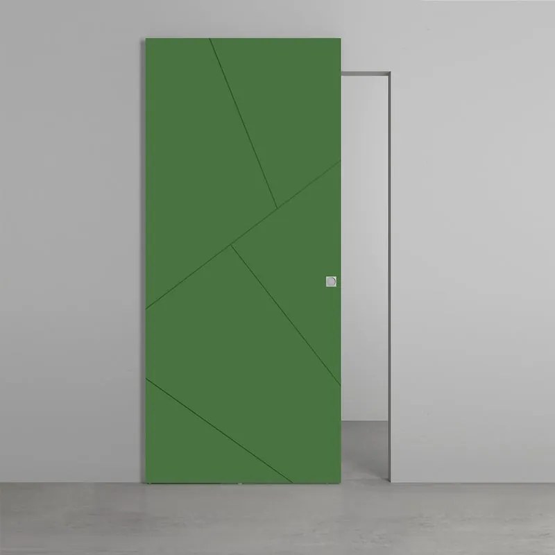 Porta scorrevole Oblique in legno verde, L 101 x H 230 cm, con binario Invisibile Destra