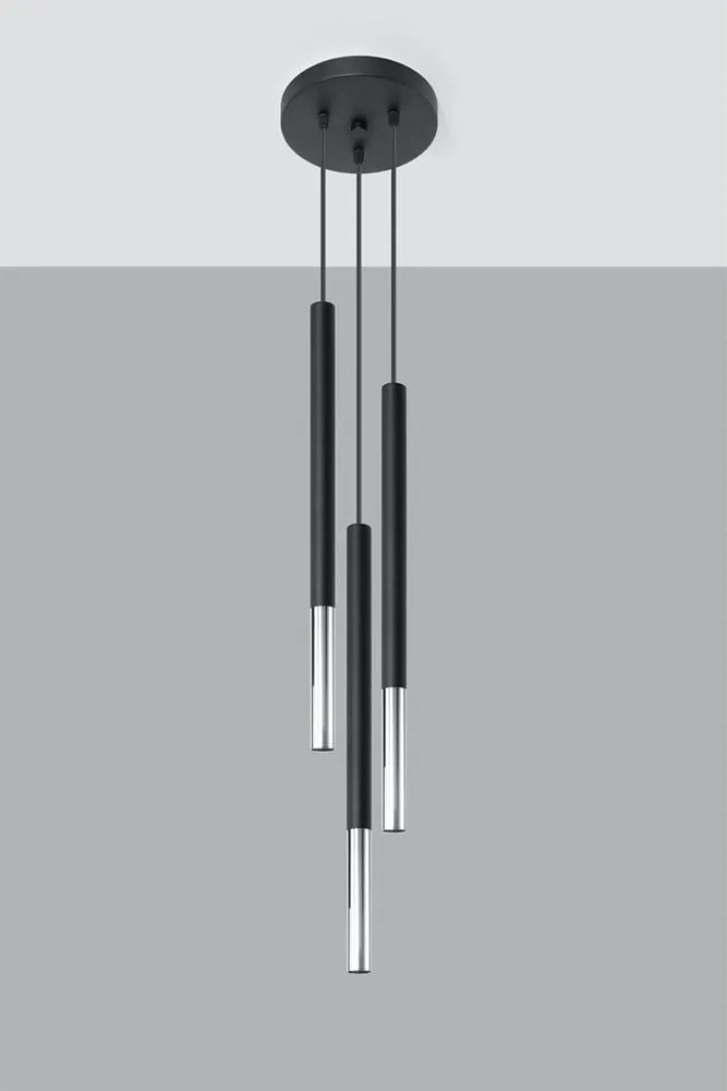 Lampadario nero/argentato in metallo ø 20 cm Asarot – Sollux