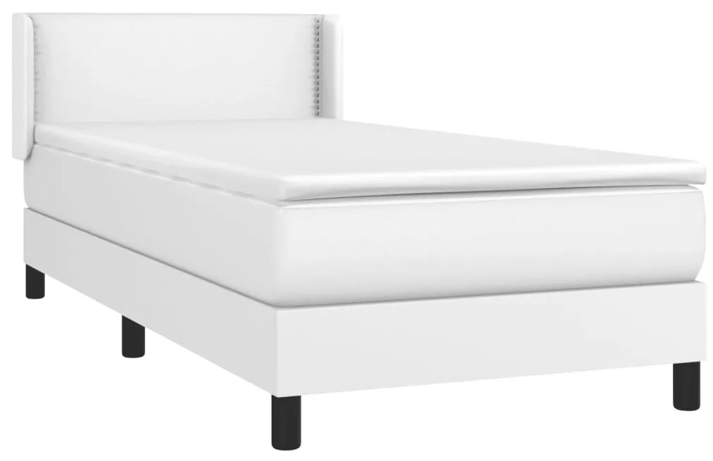 Giroletto a molle con materasso bianco 80x200 cm in similpelle
