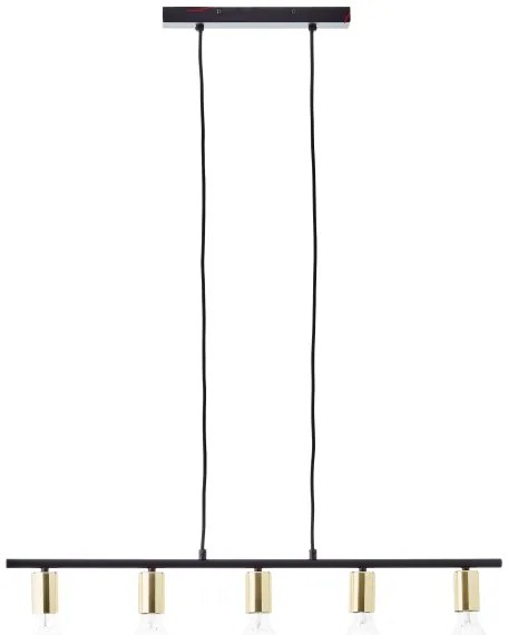 Brilliant - Lampadario a sospensione con cavo KERRY 5xE27/40W/230V nero/ottone