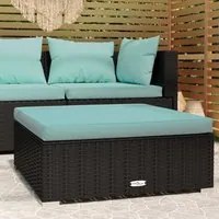 Poggiapiedi da Giardino con Cuscino Nero 70x70x30 cm Polyrattan 317536