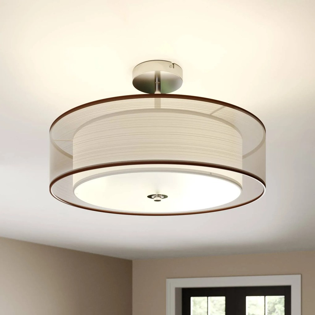 Plafoniera soffitto Pikka Lindby, dimmerabile, Marrone / Ruggine, Soggiorno / Sala da pranzo, Tessuto / Stoffa / Seta, Moderno, Plafoniera