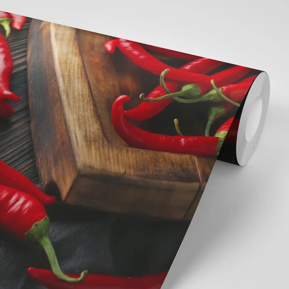 Carta da parati – Tavola con peperoncini