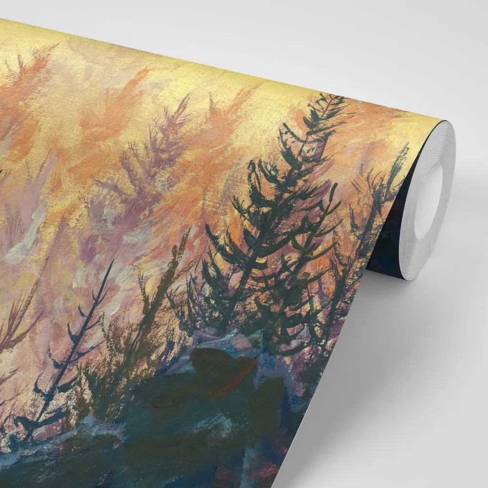 Carta da parati autoadesiva – Pittura forestale artistica
