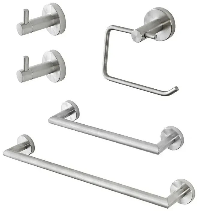 Set accessori a muro 5 pezzi in acciaio inox satinato e viti incluse Galassia