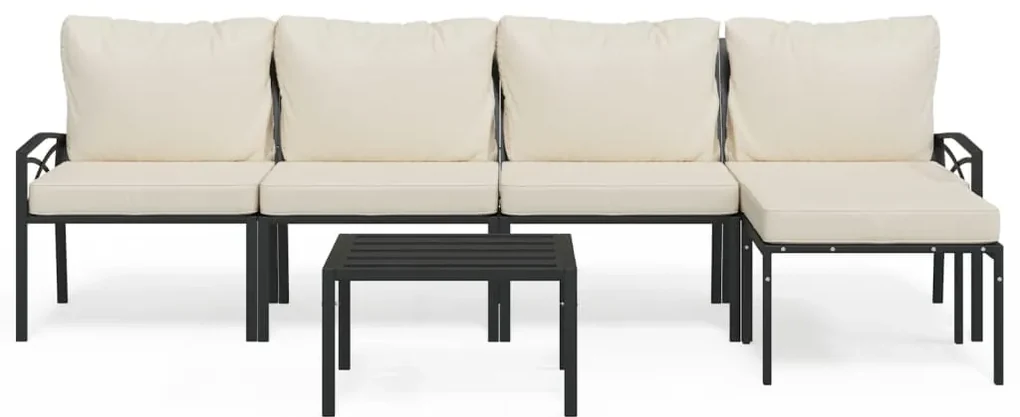 Set salotto da giardino 6pz con cuscini sabbia in acciaio