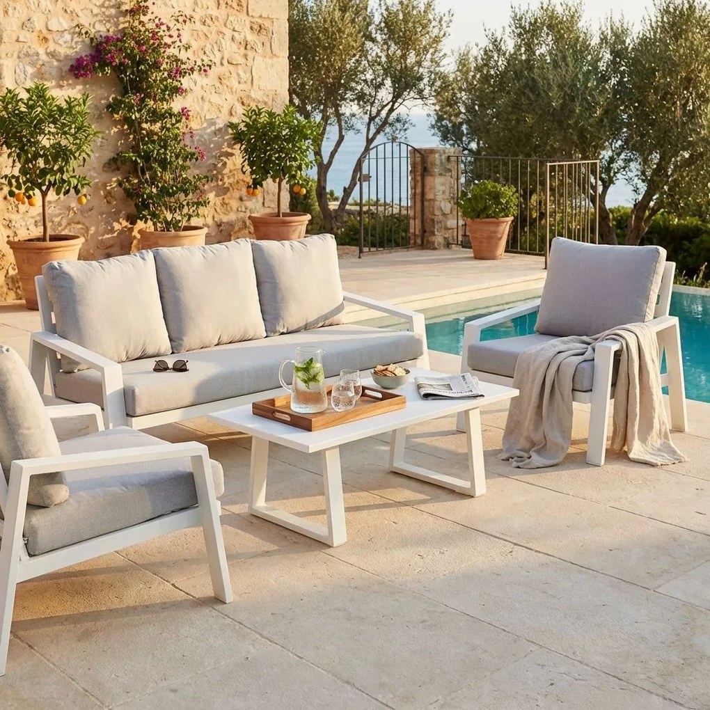 PERCY - salotto da giardino in alluminio e corda 5 posti