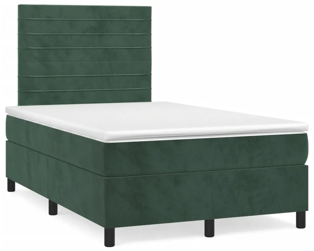 Giroletto A Molle Con Materasso Verde Scuro 120x190 Cm Velluto /