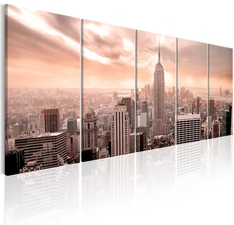 Quadro New York  Manhattan  Colore Beige, Dimensioni e Misure 200x80