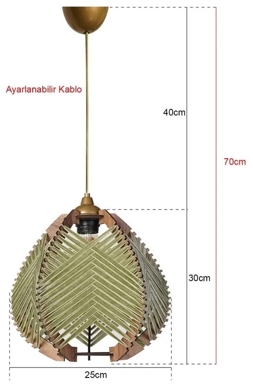 Lampadario verde/di colore naturale con paralume in tessuto ø 25 cm – Opviq lights