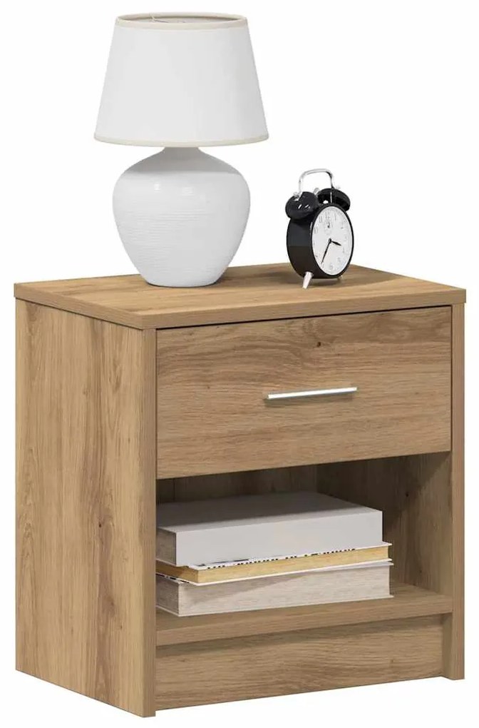 Comodini 2 Pz Con Cassetto Rovere Artigianale 39x28x41 Cm /