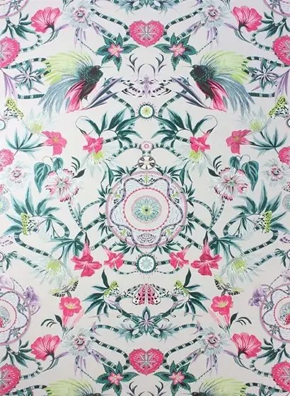 Matthew Williamson Carta da parati Menagerie - Cerise/ Teal