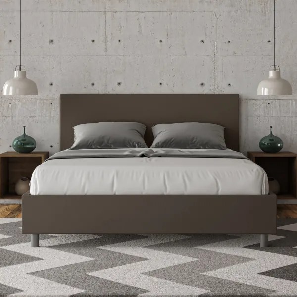 Letto con rete imbottito 160x190 similpelle cappuccino Adele