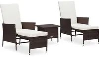 Set Divani da Giardino 3 pz con Cuscini in Polyrattan Marrone 3059372