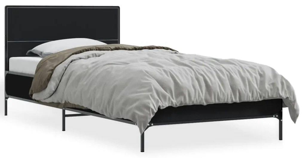 Giroletto Nero 90x200 Cm İn Legno Multistrato E Metallo /