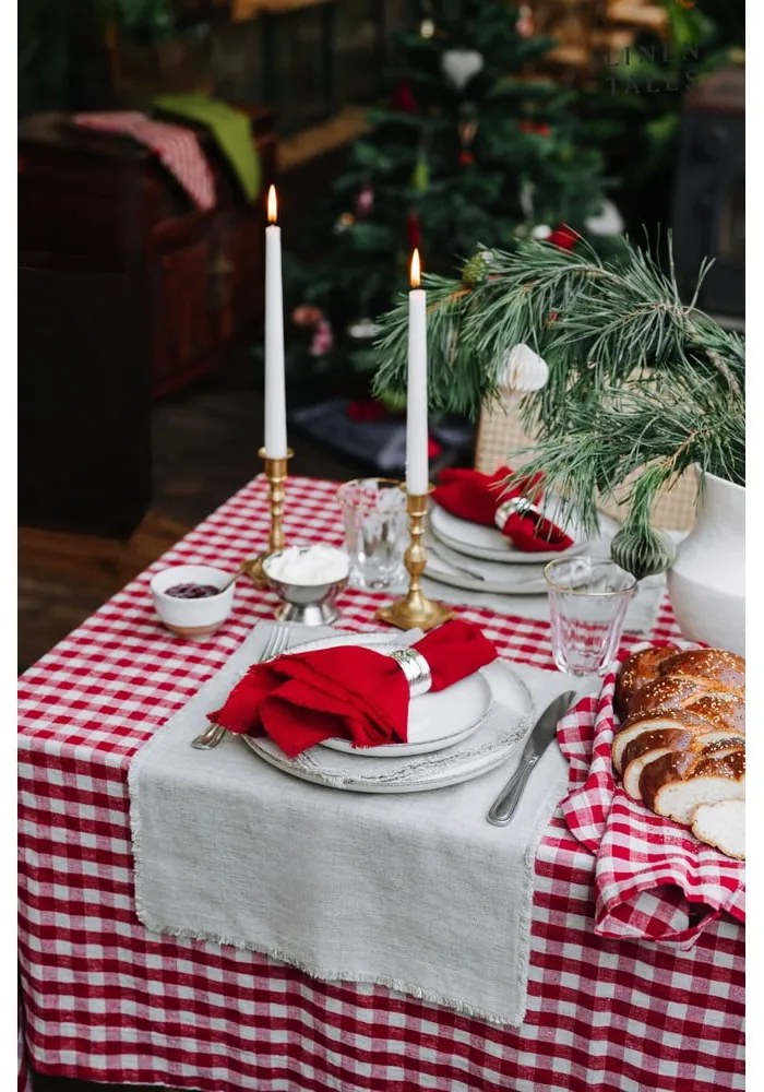 Asciugamano di lino 45x65 cm Red Gingham - Linen Tales