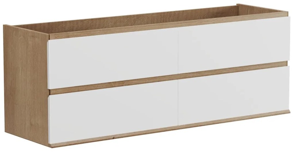 Mobile sotto lavabo sospeso 150 cm Naturale chiaro e Bianco  - SABURI