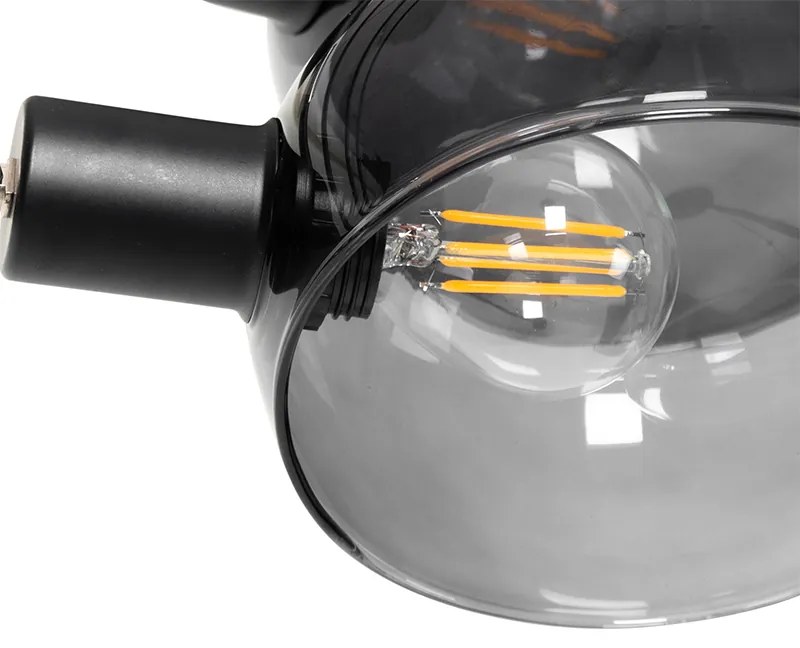 Lampada da terra di design nera con vetro fumé 5 luci - Sixties Marmo
