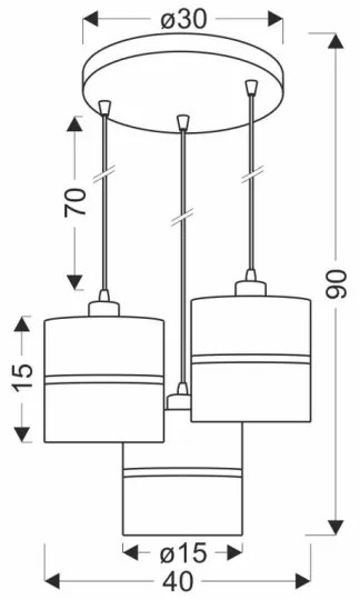 Lampadario a sospensione con filo ASSAM 3xE27/60W/230V nero