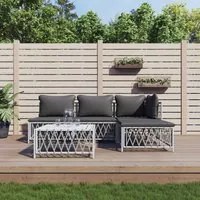 Set Salotto da Giardino 5 pz con Cuscini in Acciaio Biancocod mxl 76605