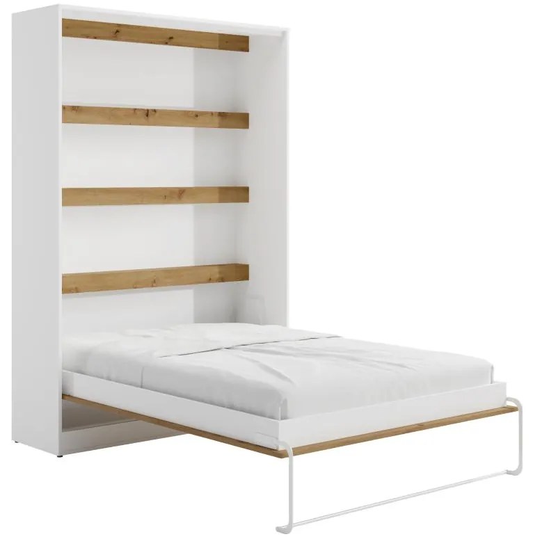 Letto estraibile 140 x 200 cm Apertura verticale manuale Con LED Bianco e Naturale - RAPILI