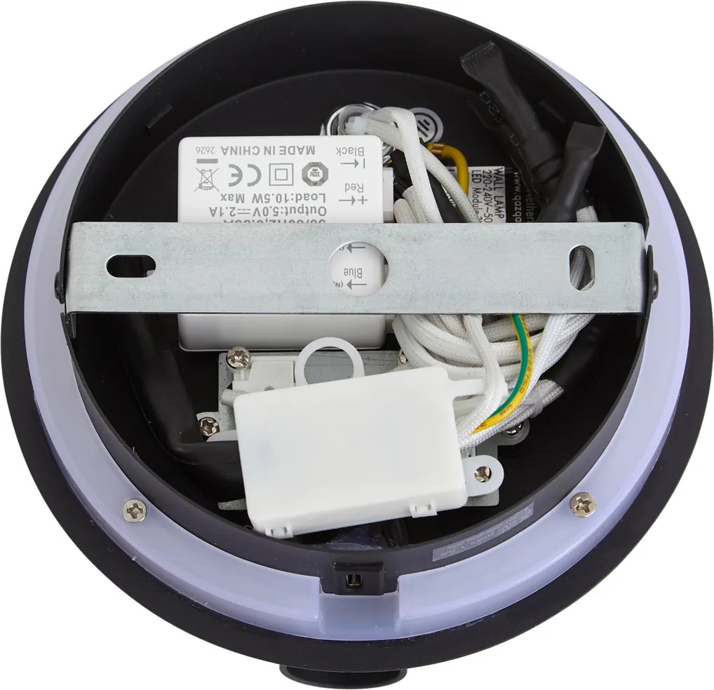 Lampada da parete moderna nera con LED integrato e USB-C - Croft