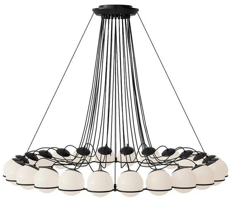 Astep - Modello 2109/24 Lampada a Sospensione Ø14 Opal/Nero Astep