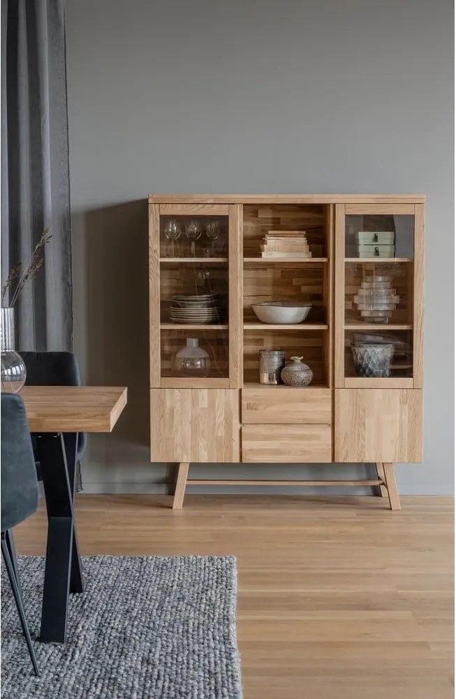 Vetrina in legno di quercia di colore naturale 130x150 cm Brooklyn - Rowico